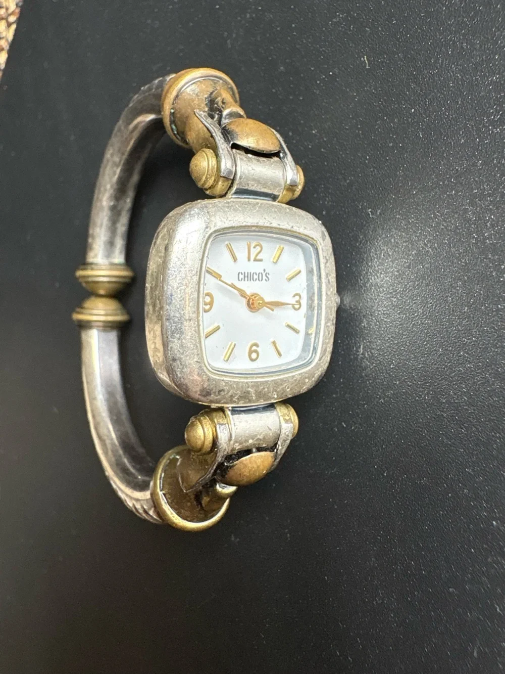 Chico's Two-Tone Bangle Watch in Silver and Gold